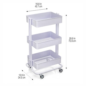 3- TIER ROLLING CART- LILAC