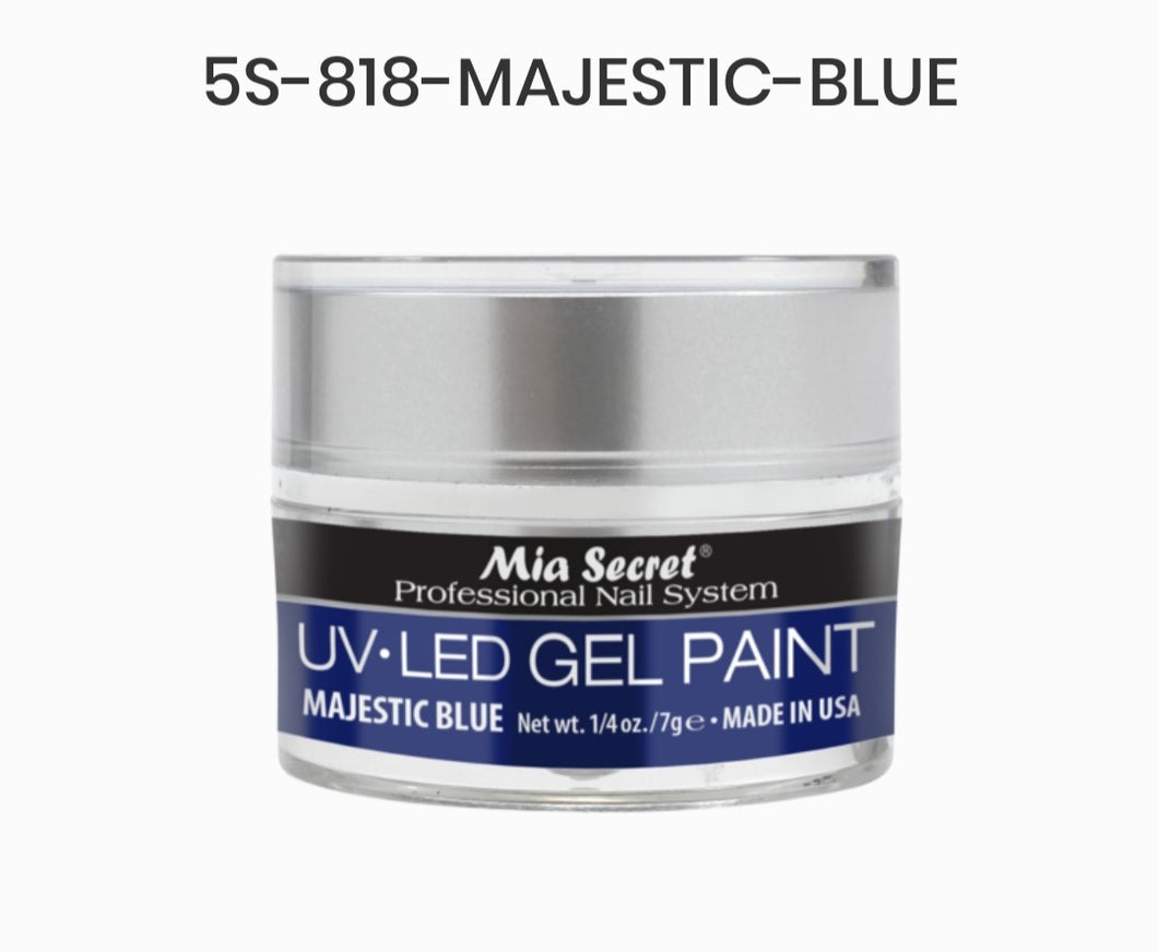 MIA SECRET UV-LED GEL PAINT - MAJESTIC BLUE GEL PAINT - 0.25oz - 5S-818